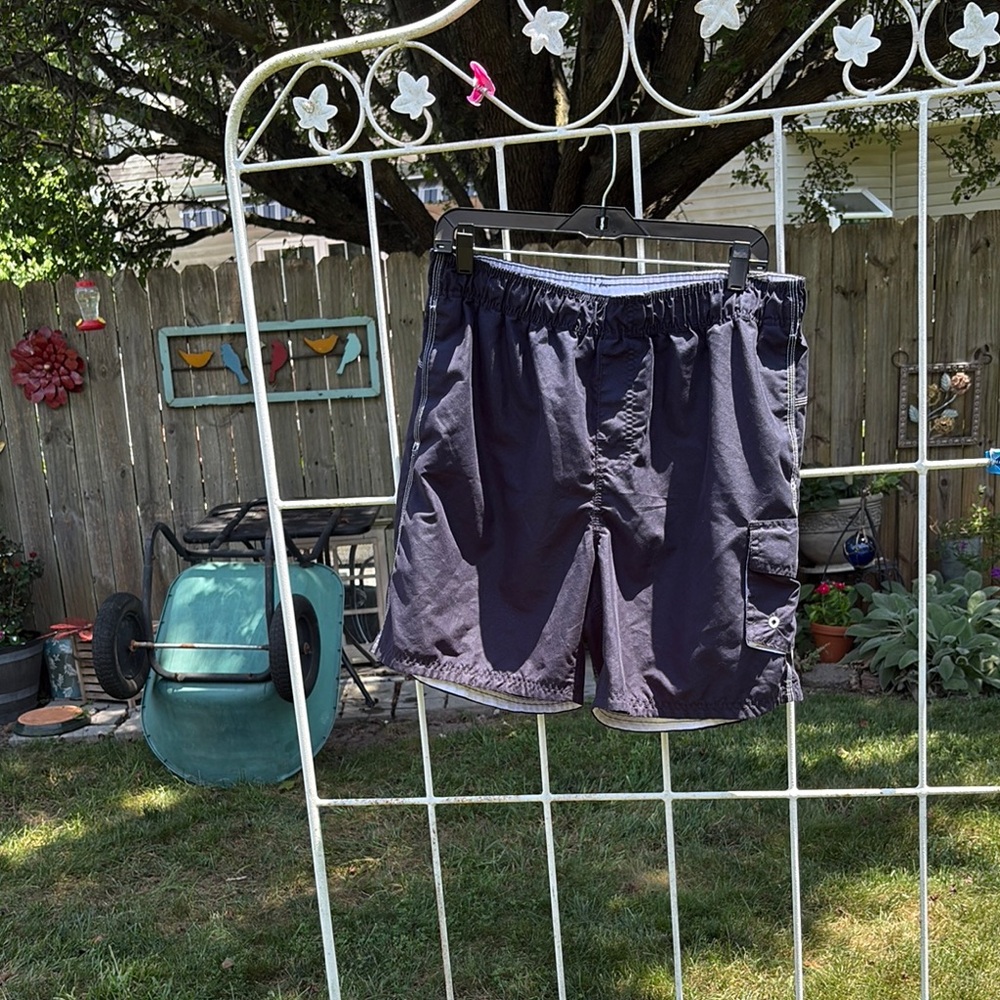 Blue Cargo Shorts with Elastic Waistband